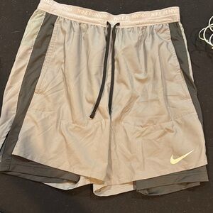 Nike Men’s Beige Athletic Shorts with Dark Gray Panels